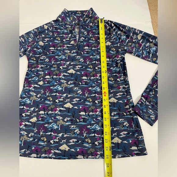 Ariat Tech 1/4 Zip Lowell Pullover Purple Blue Horse Print Athletic Top Size L - Picture 9 of 9